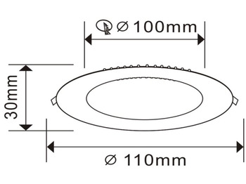 Construction equipment Unused LED Panel - Round - 8W Recessed 6500K (daylight) - 640 Lumens - IP20 - AC110-240V - Lifetime: 30,000 hours - LED SMD - LED Driver included- Dimensions: 110mm x 30mm - Mounting diameter: 100mm -: picture 4