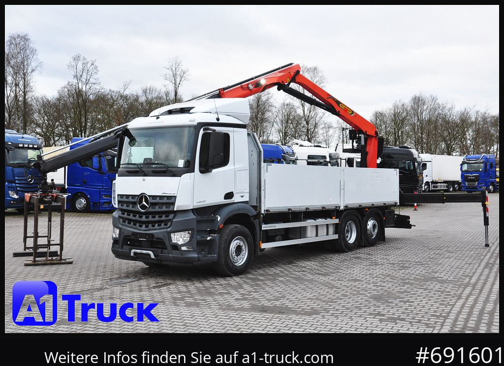 Dropside/ Flatbed truck, Crane truck MERCEDES-BENZ Arocs 2542 LL Palfinger PK 23,501L, Lift-Lenk: picture 10